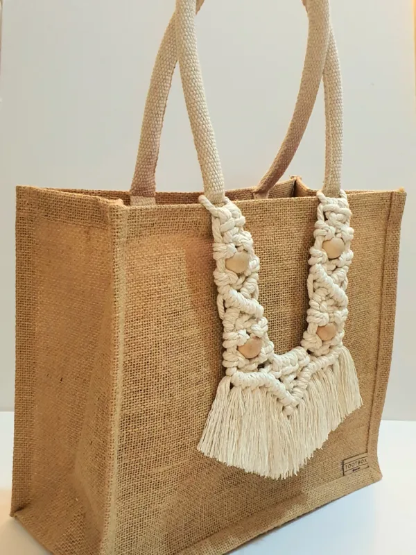 Macrame-Jute Tote bag – Effortless Style, Naturally Made🧵- M