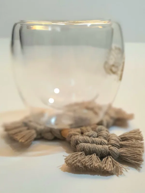 🌾Handmade Macrame Coaster – Earthy Beige, Soft and Soulful ☕ - Image 2