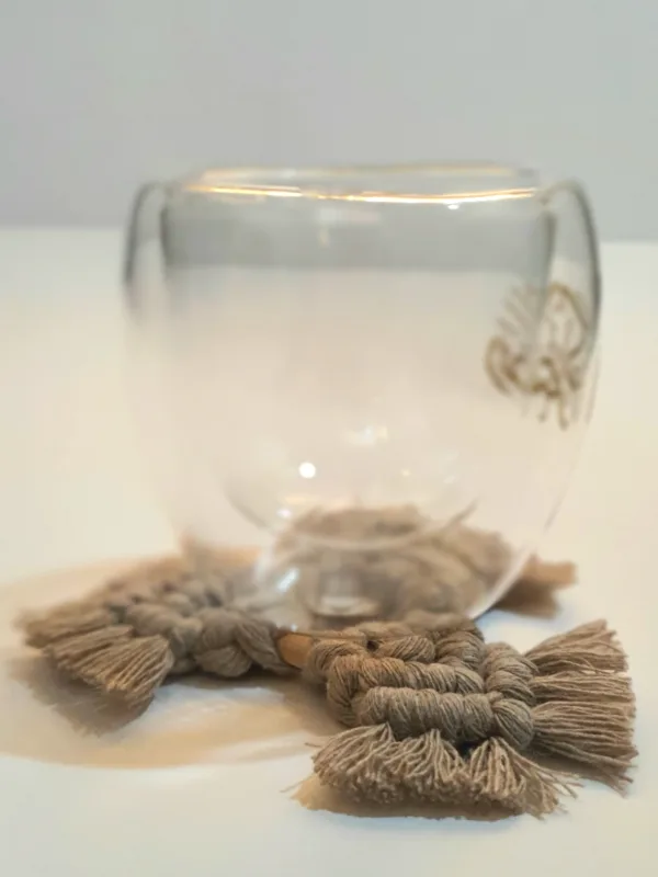 🌾Handmade Macrame Coaster – Earthy Beige, Soft and Soulful ☕ - Image 4
