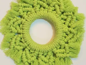 🌿Handmade Macrame Coaster – Vibrant Green, Naturally Beautiful☕