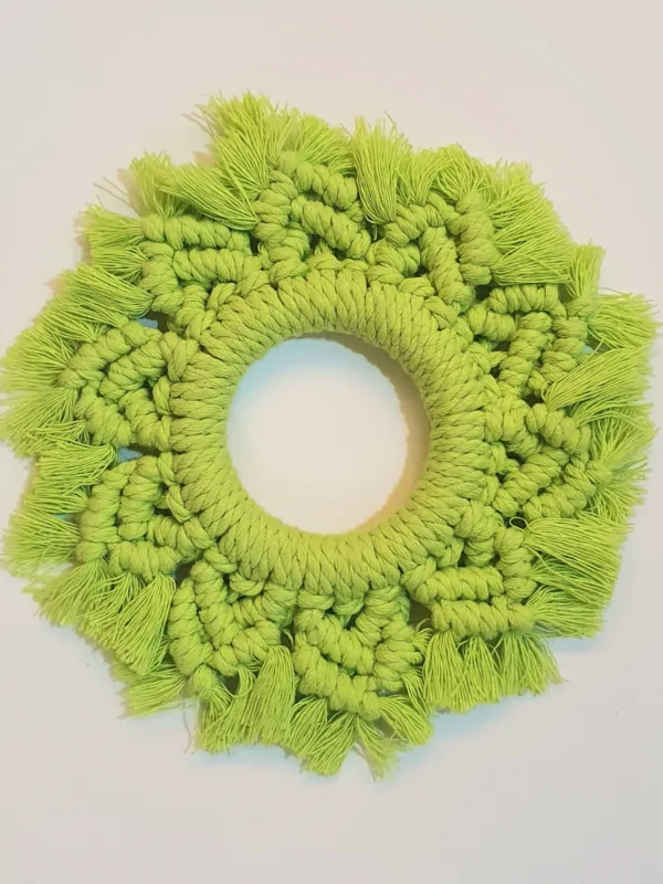 🌿Handmade Macrame Coaster – Vibrant Green, Naturally Beautiful☕