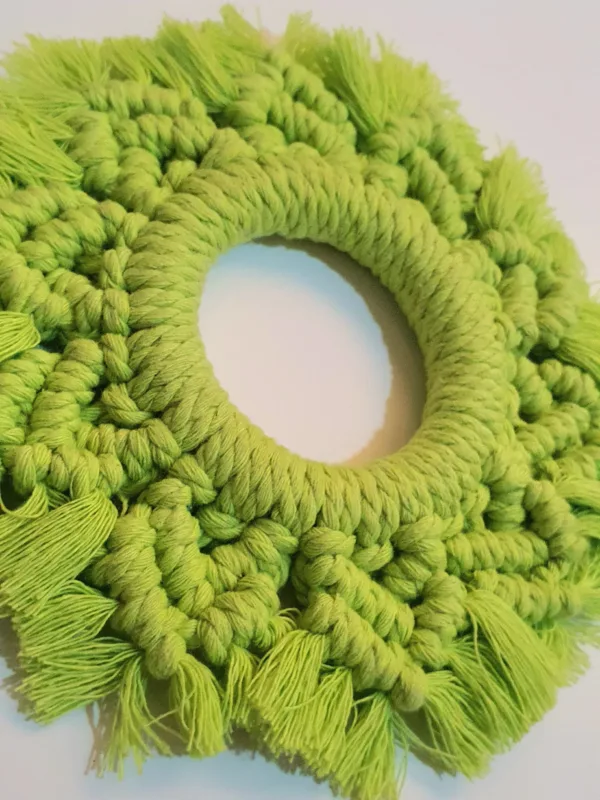 🌿Handmade Macrame Coaster – Vibrant Green, Naturally Beautiful☕ - Image 3