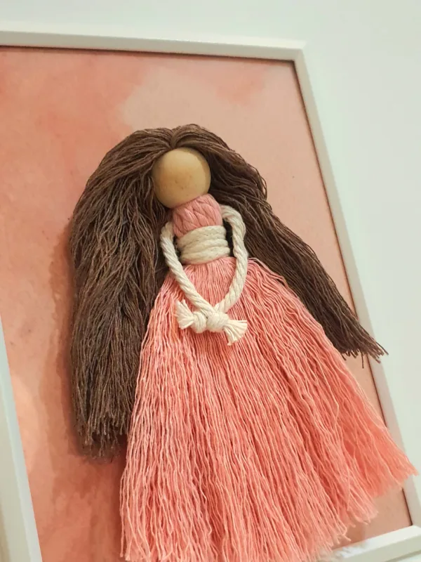 🎁 Handmade Macramé Doll in A Frame – A Gift That Speaks to the Heart ✨ - Image 2