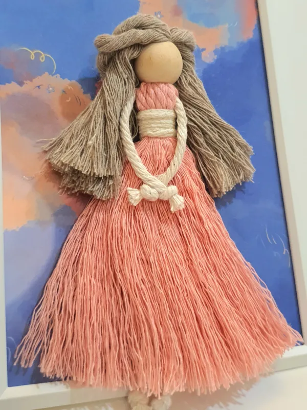 🎁 Handmade Macramé Doll in A Frame – A Gift That Speaks to the Heart ✨ - Image 3