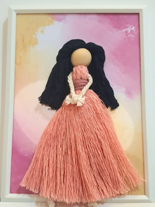 🎁 Handmade Macramé Doll in A Frame – A Gift That Speaks to the Heart ✨ - Image 2