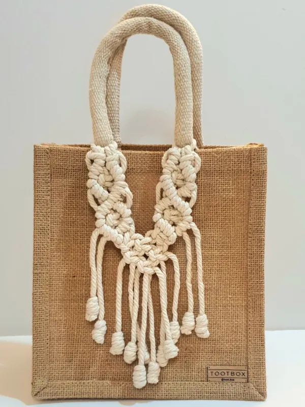 👜Macrame-Jute Tote Bag – Effortless Style, Naturally Made🧵- S - Image 2