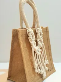 👜Macrame-Jute Tote Bag – Effortless Style, Naturally Made🧵- S