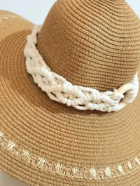 Handwoven Summer Hat – Natural Elegance with Macrame Detail🧵