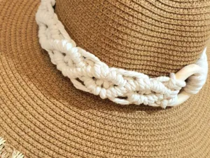 Handwoven Summer Hat – Natural Elegance with Macrame Detail🧵