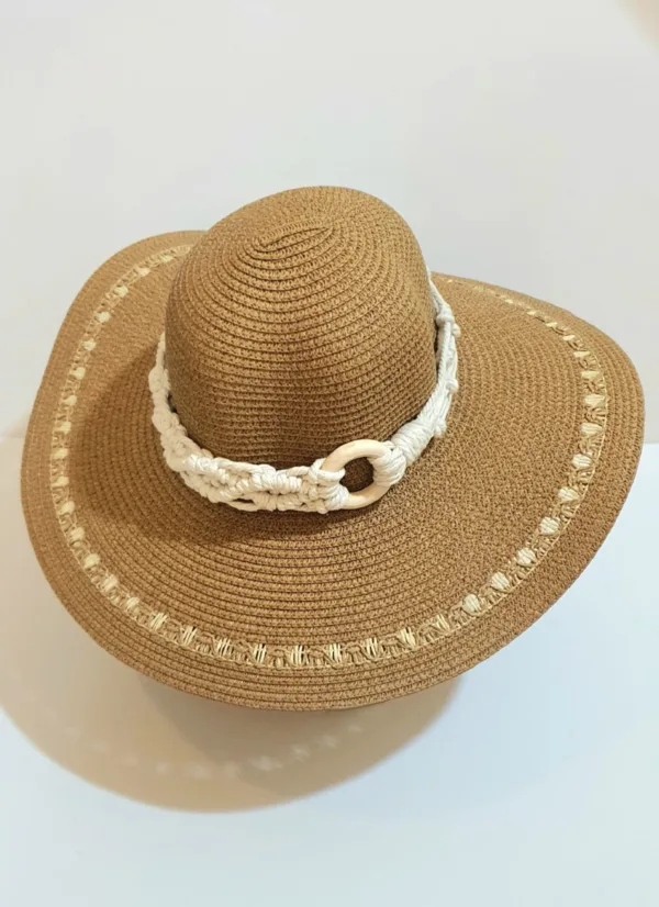 Handwoven Summer Hat – Natural Elegance with Macrame Detail🧵 - Image 6