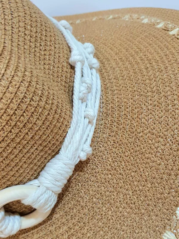 Handwoven Summer Hat – Natural Elegance with Macrame Detail🧵 - Image 5