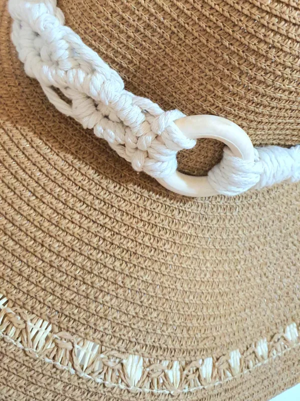 Handwoven Summer Hat – Natural Elegance with Macrame Detail🧵 - Image 2